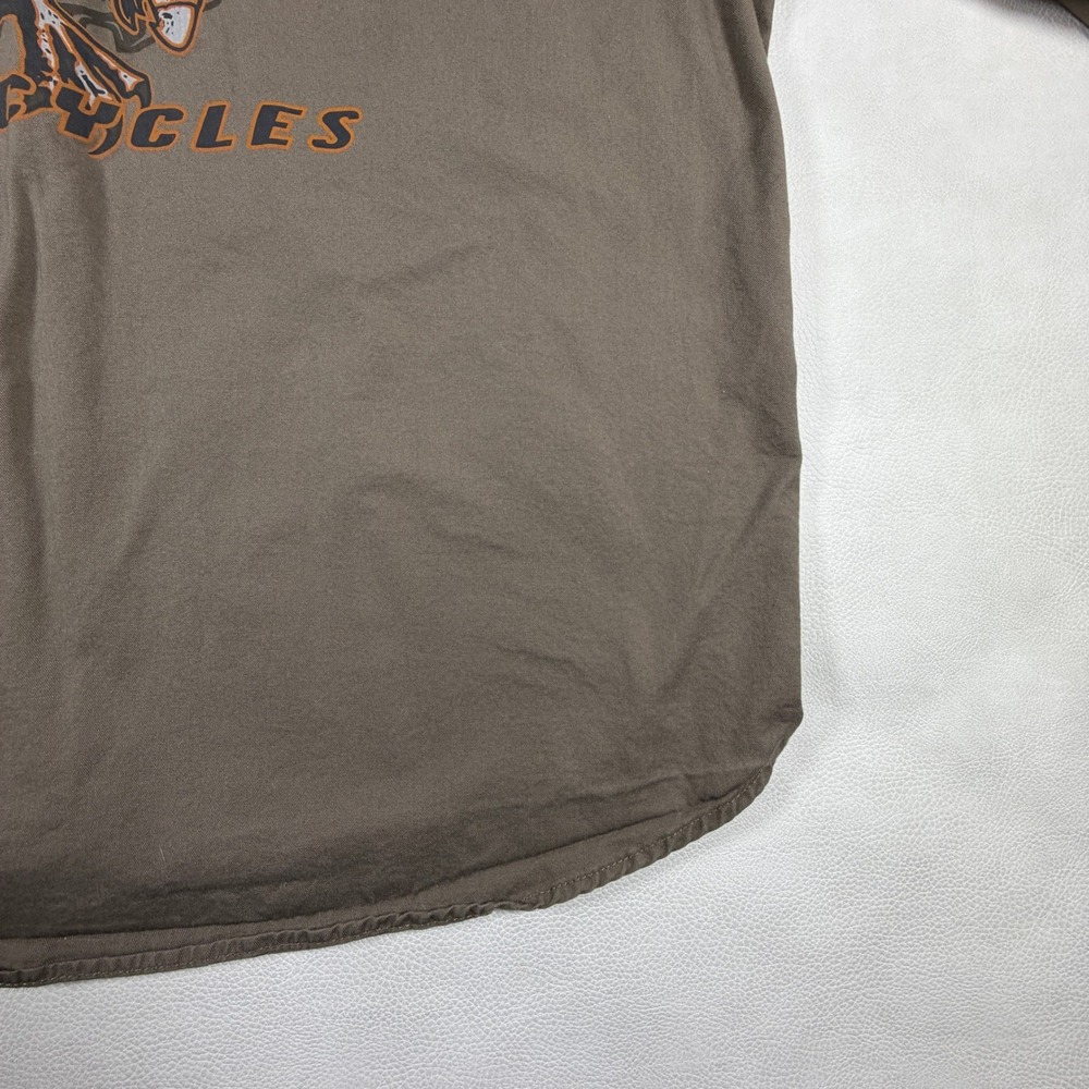 Harley Davidson Mens 2XL Brown Long Sleeve Eagle Graphic Button Down Shirt - Picture 13 of 13